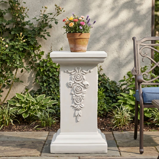 22-inch ornate floral pedestal plant stand