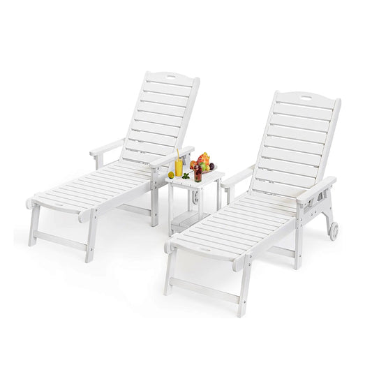 3-piece patio lounge chair set with side table