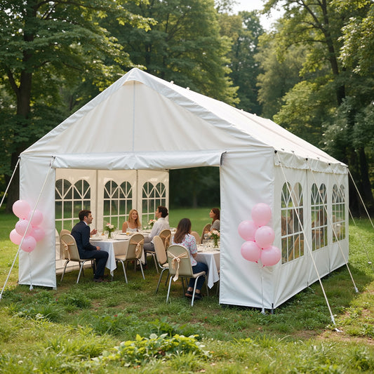 Pop-up party tent canopy for outdoor gatherings