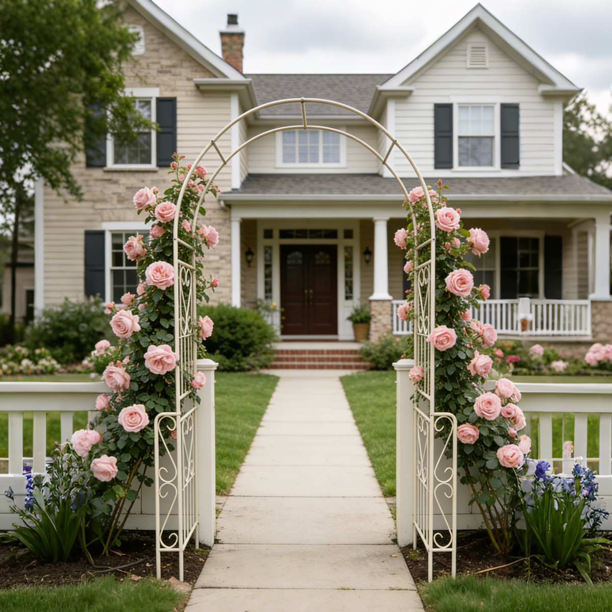 Metal garden arch trellis for roses and vines