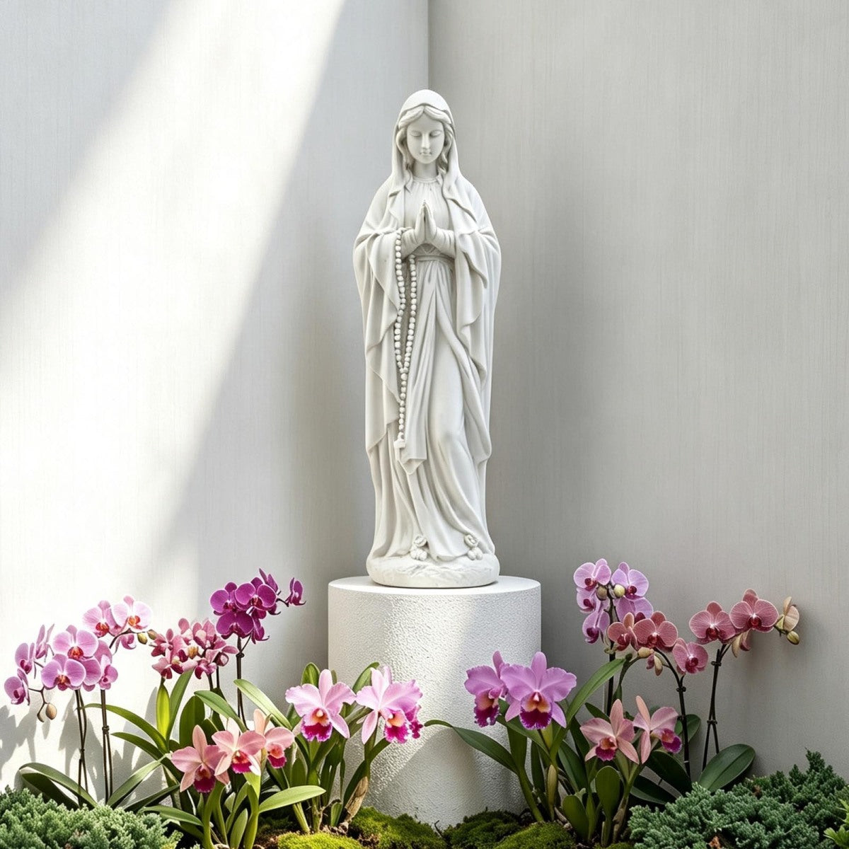 29-inch white Virgin Mary garden statue