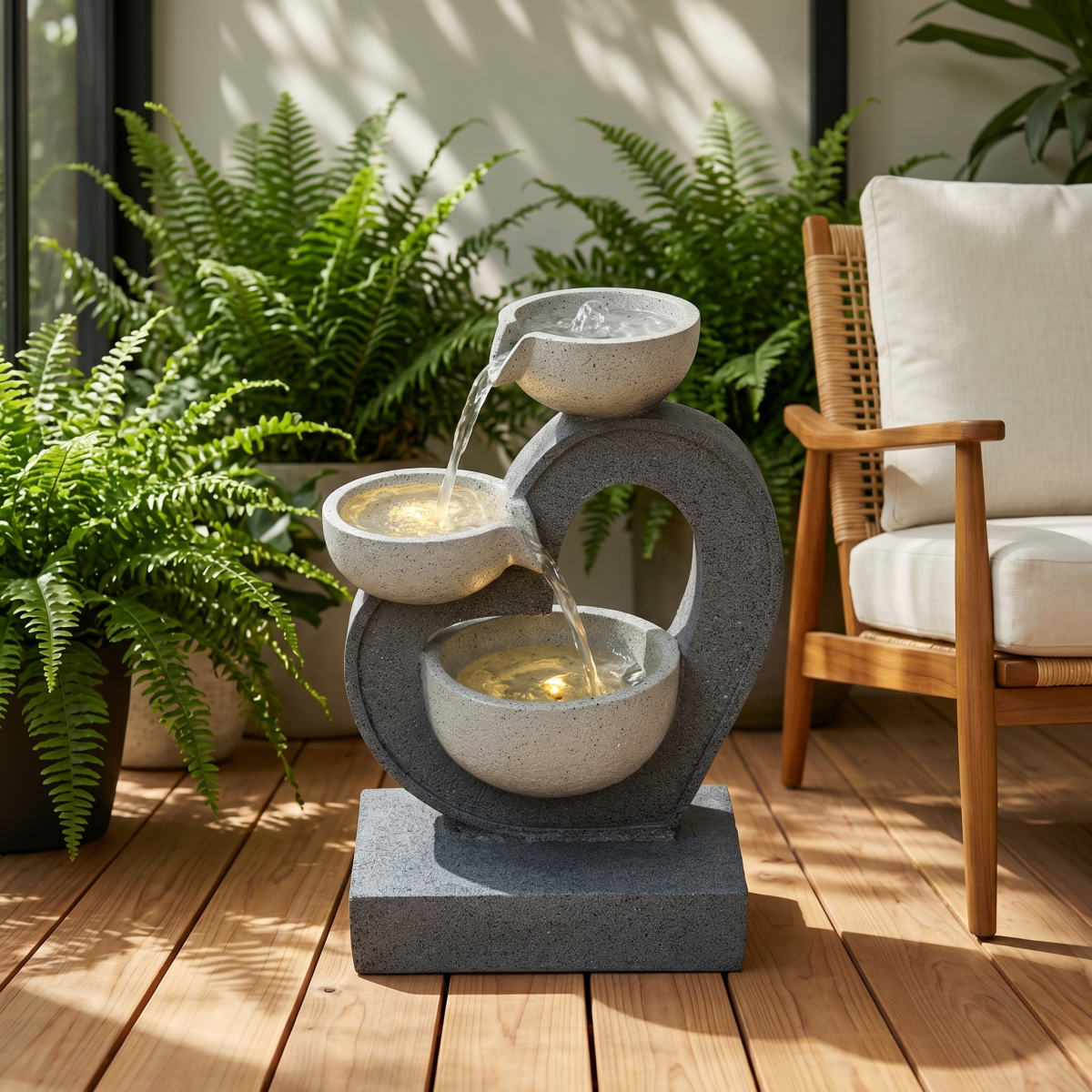 3-tier bowl cascading outdoor water fountain