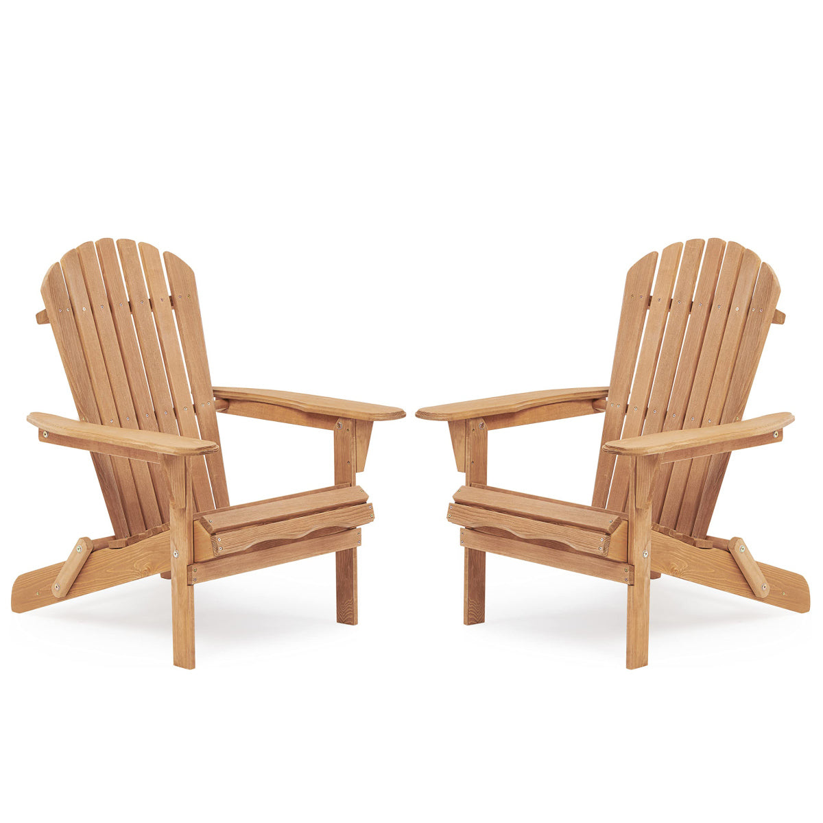Folding wooden Adirondack chairs set of 2 on a deck