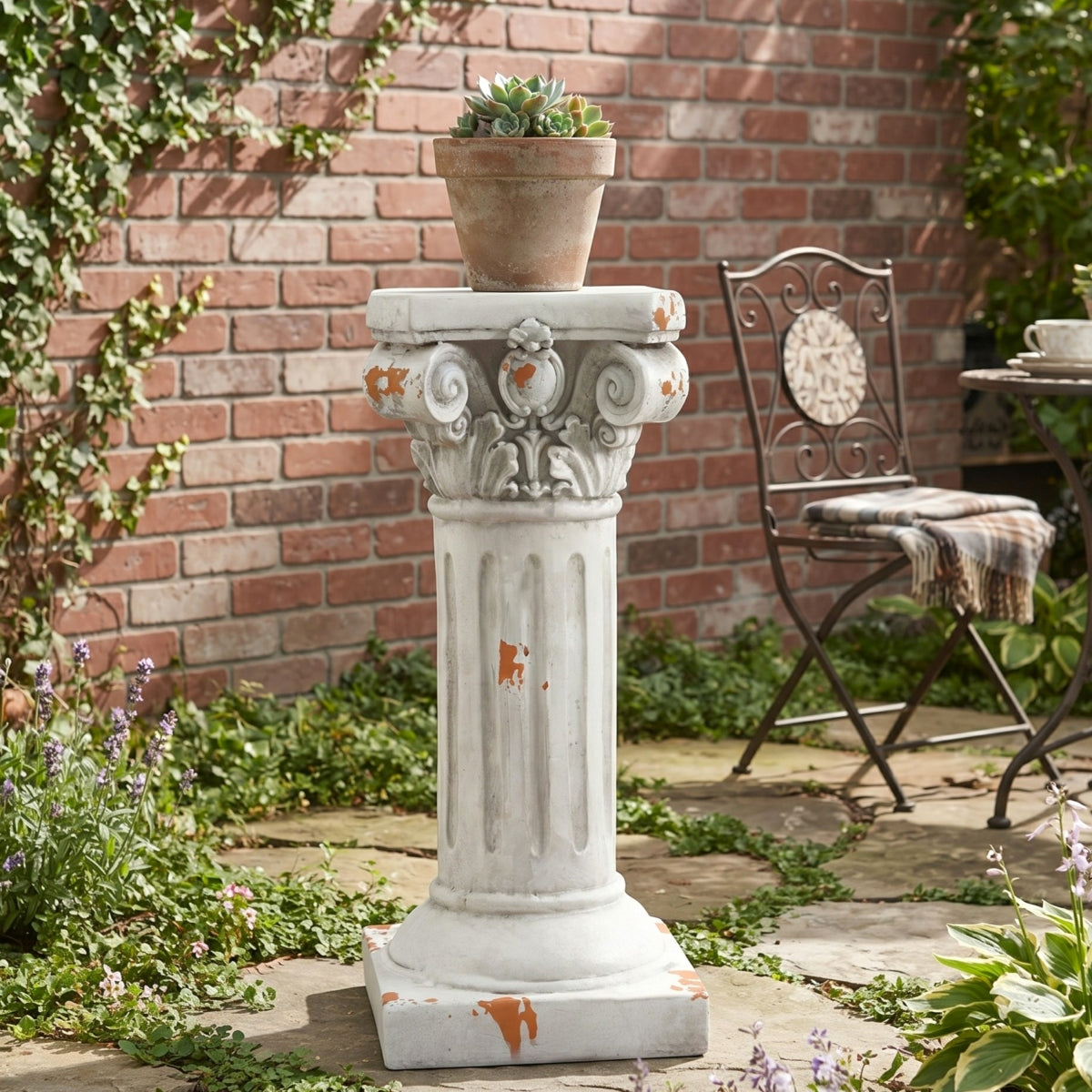 22-inch ionic pedestal plant stand for indoor and outdoor decor