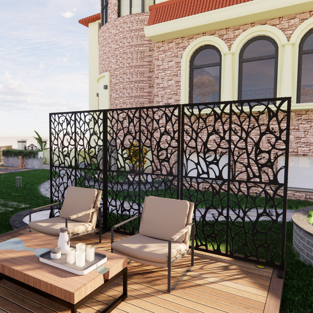 6-foot decorative metal outdoor privacy screen
