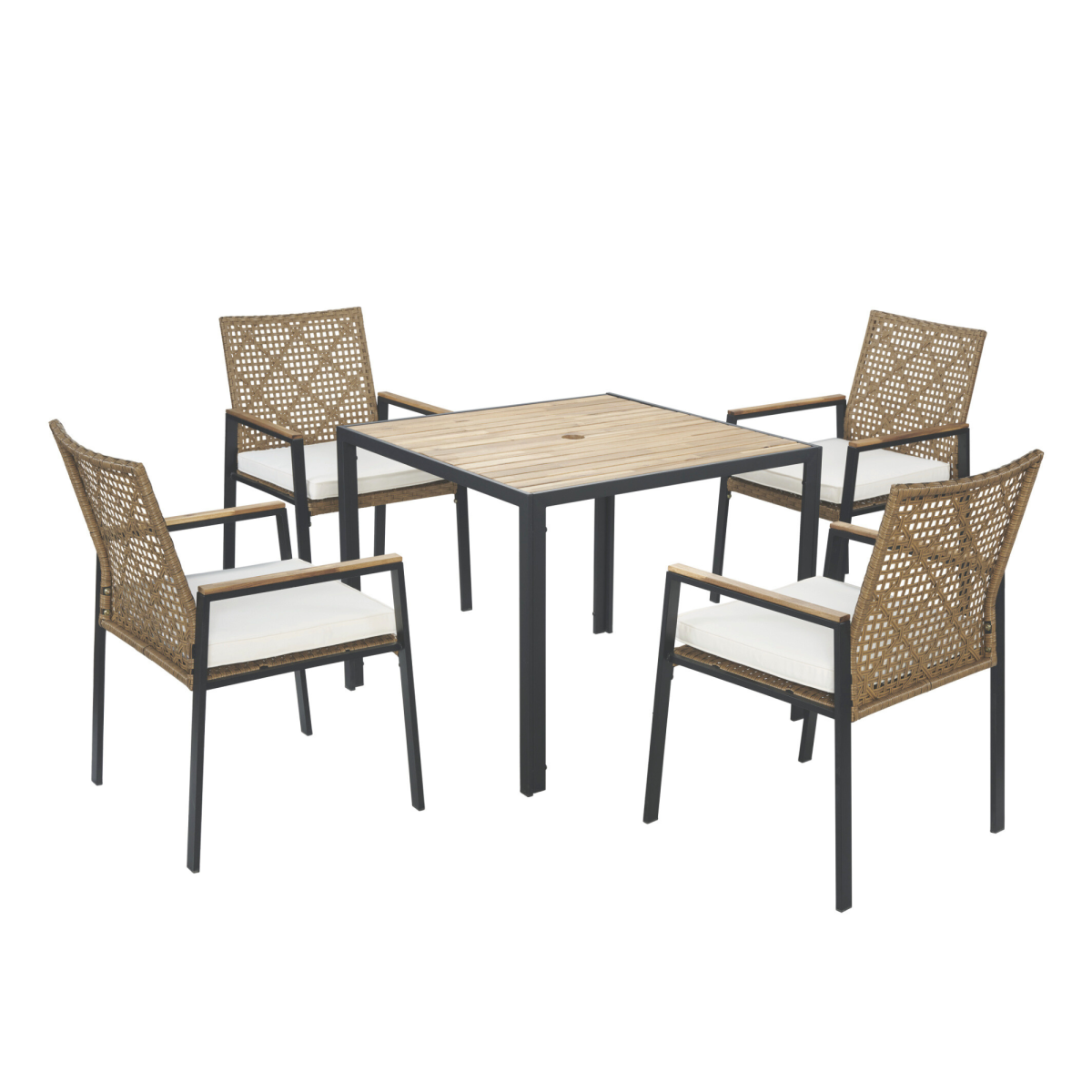 5-piece outdoor patio dining set with table and chairs
