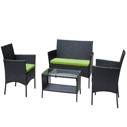 4-piece rattan patio furniture set for outdoor seating